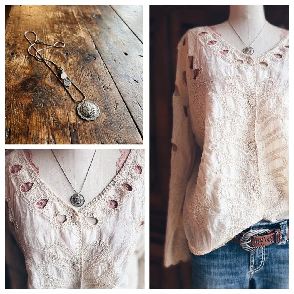 Necklace Upcycled Vintage Concho Button Cover